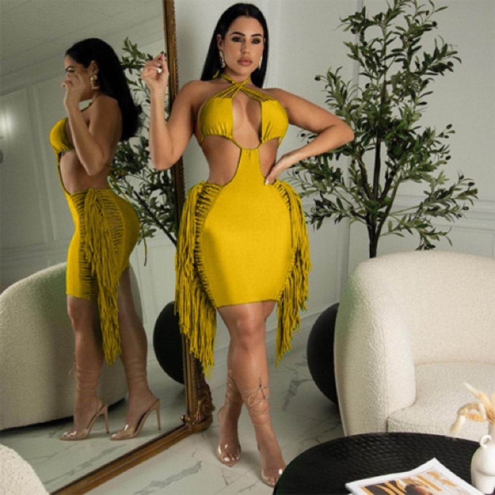 Bikini skirt set with tassels